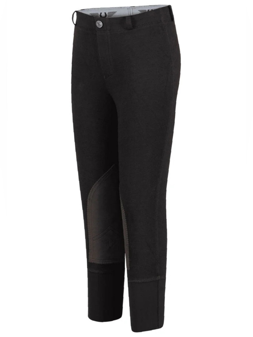 TuffRider Children's Sz 8 Black Cotton Pull-On Knee Patch Breeches